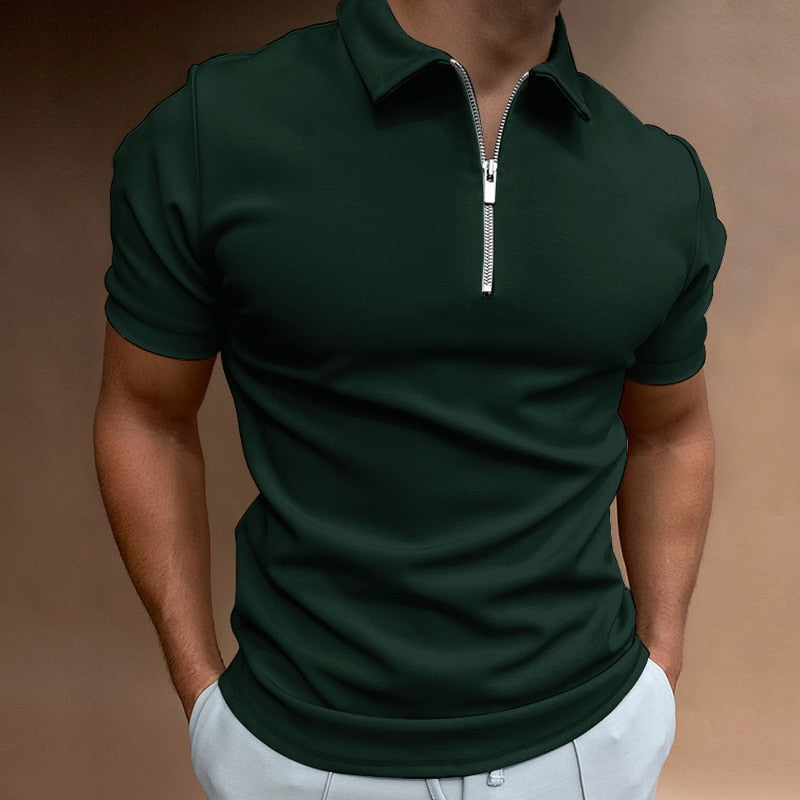 Dravion | Men’s Zip Neck Polo in a narrow-cut profile