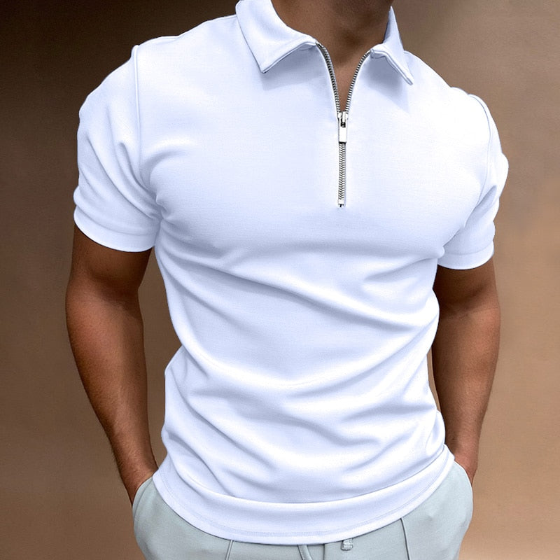 Dravion | Men’s Zip Neck Polo in a narrow-cut profile