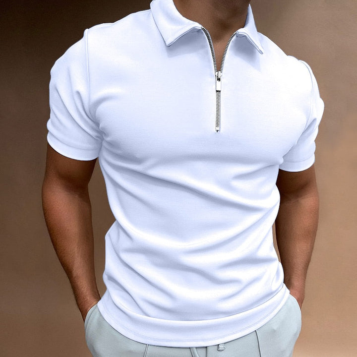 Dravion | Men’s Zip Neck Polo in a narrow-cut profile