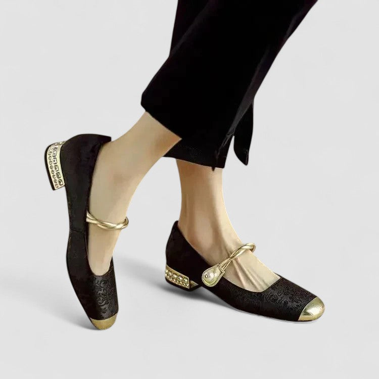 Zadie | Women’s Mary Jane Flats featuring a Jewelled Heel