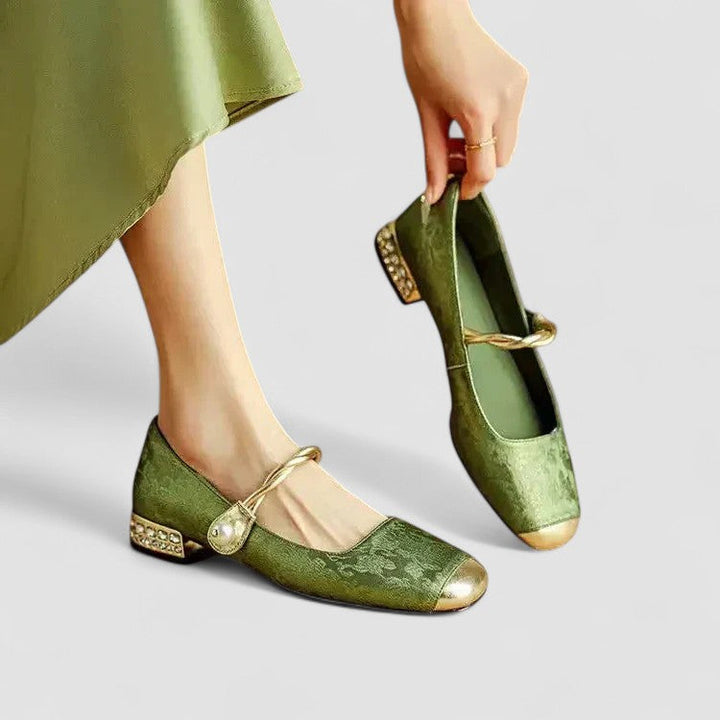 Zadie | Women’s Mary Jane Flats featuring a Jewelled Heel