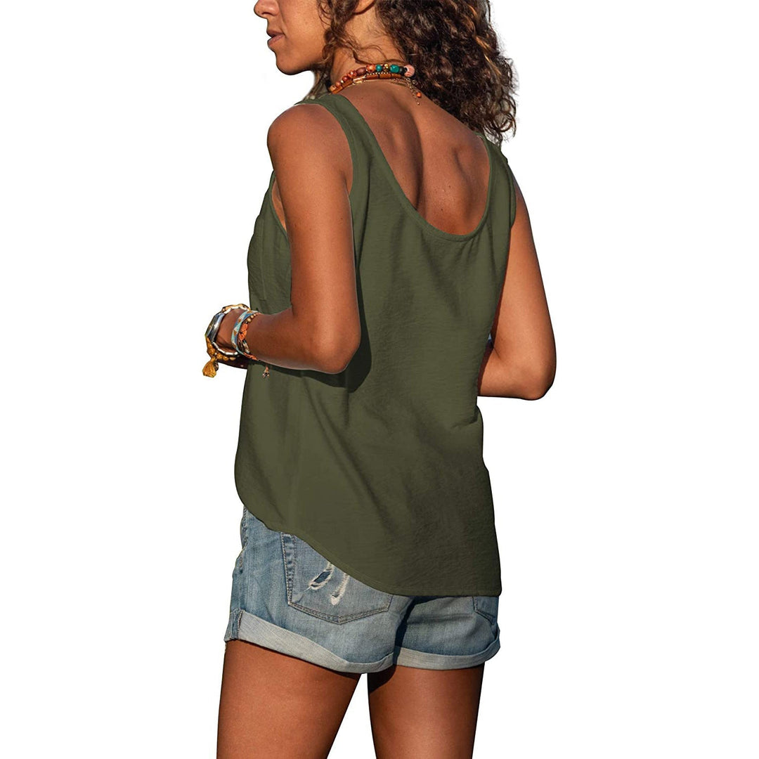 Solviera | Women’s Sleeveless Top featuring button front detail