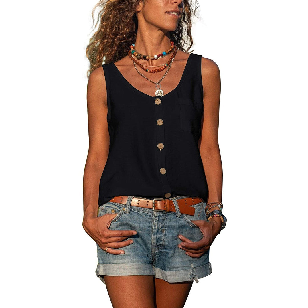 Solviera | Women’s Sleeveless Top featuring button front detail