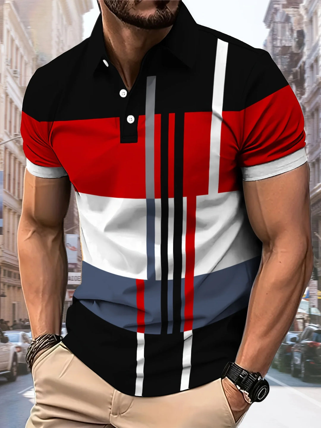 Aidan | Men’s Striped Polo Shirt for Neat Casual Shape