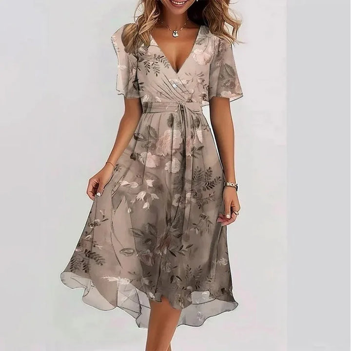 Eleanor | Women’s Floral Midi Dress featuring a Wrap Front
