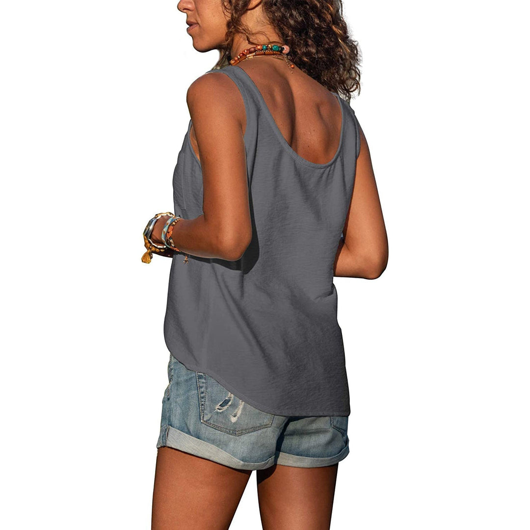 Solviera | Women’s Sleeveless Top featuring button front detail