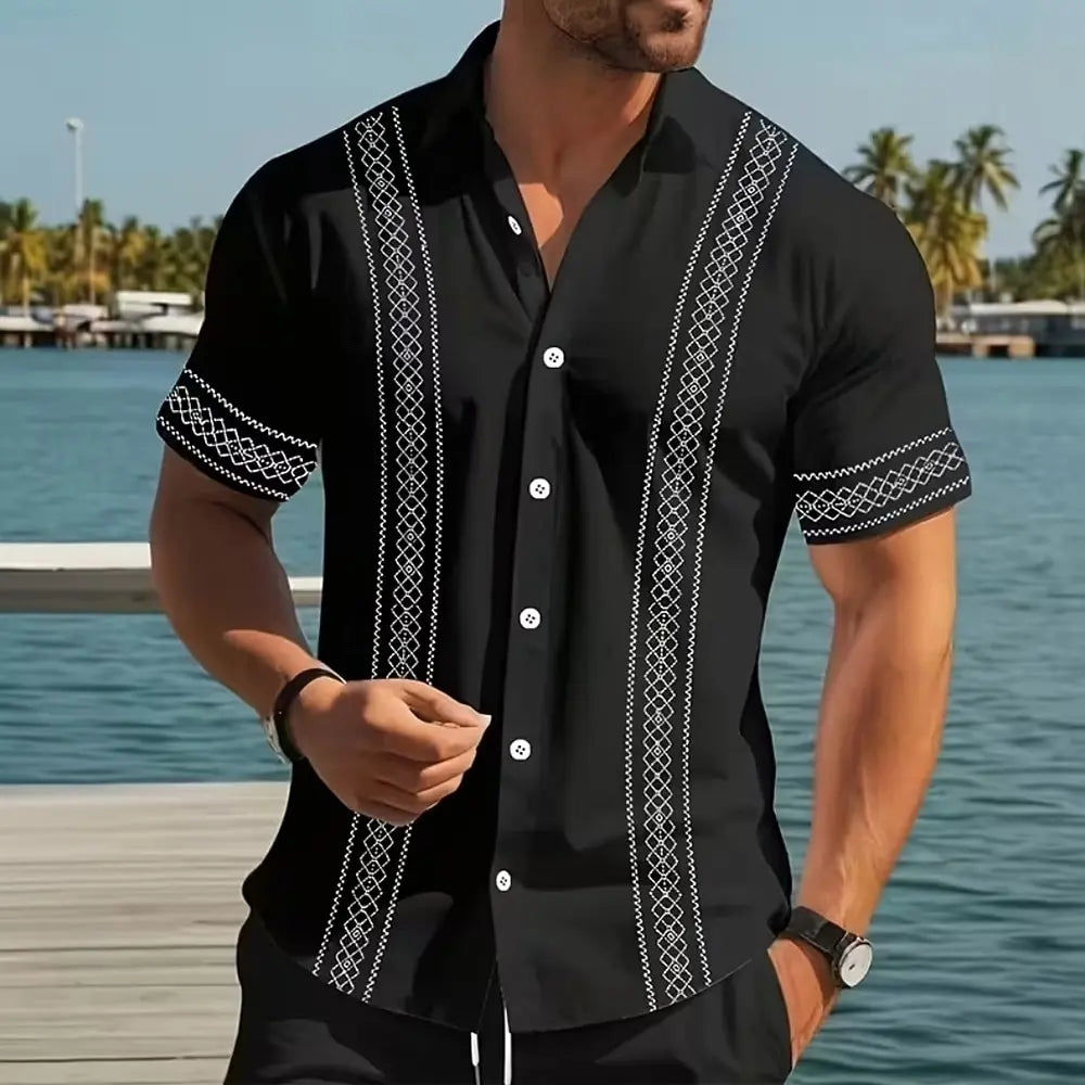 Wilby | Men’s Short-Sleeve Shirt featuring Geometric Trim