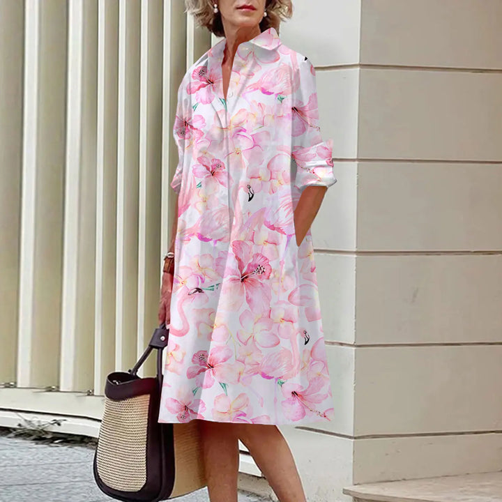 Verilyn | Women’s Floral Midi Dress in a Smart Shirt Aesthetic