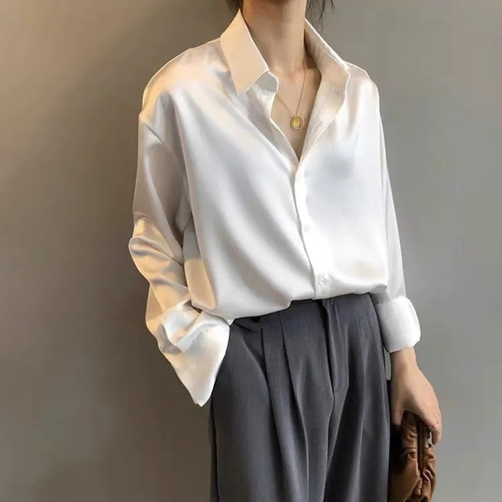 Valina | Women’s Satin Blouse with Soft Drape and Casual Style