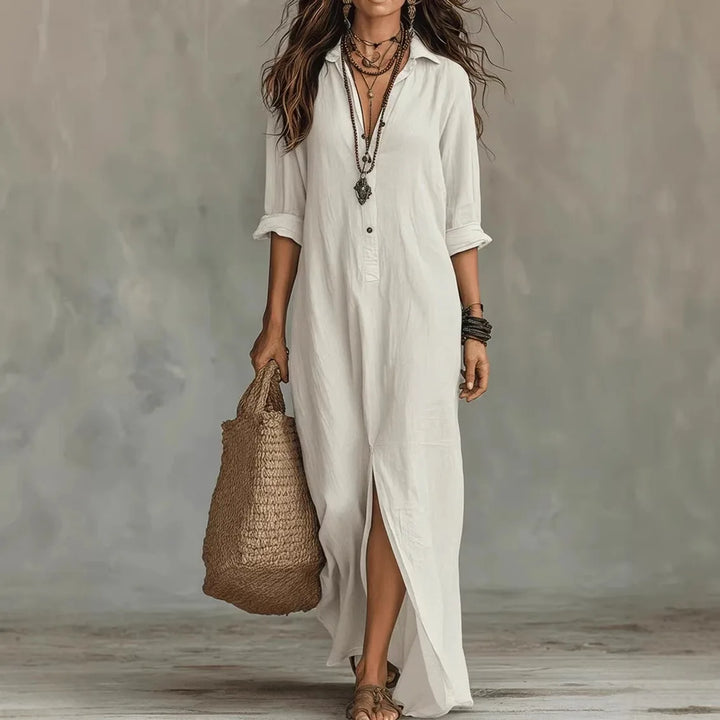 Anniva | Women’s Shirt Dress featuring a Front Slit