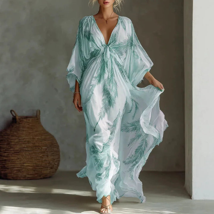 Tess | Women’s Printed Maxi Dress for Relaxed Holiday Ensemble