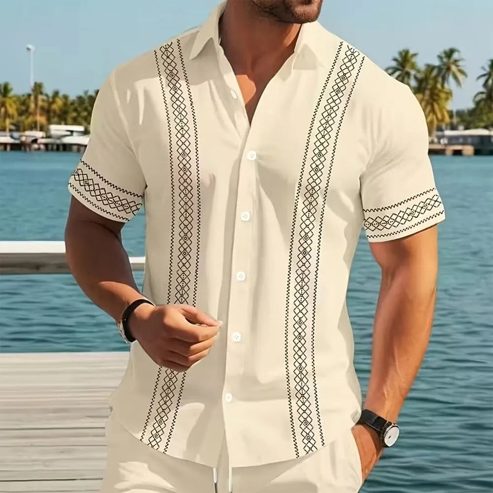 Wilby | Men’s Short-Sleeve Shirt featuring Geometric Trim