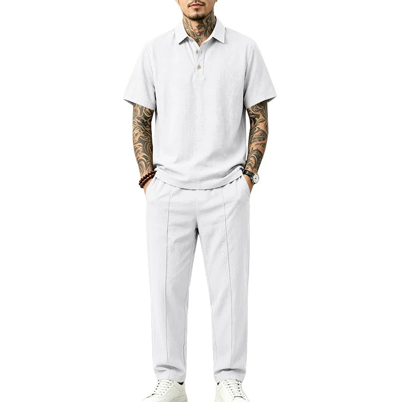 Evin | Men’s Polo Trouser Set in a Natural Style