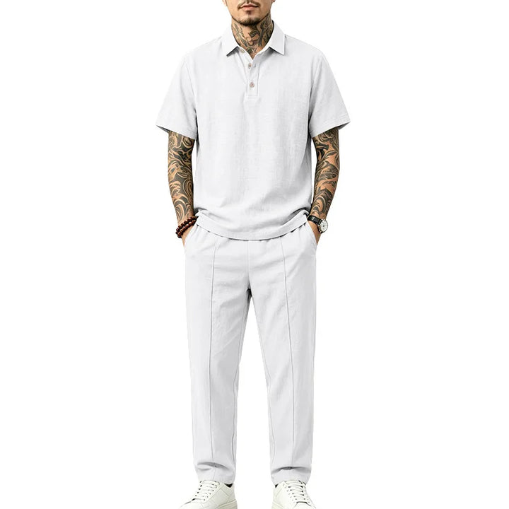 Evin | Men’s Polo Trouser Set in a Natural Style