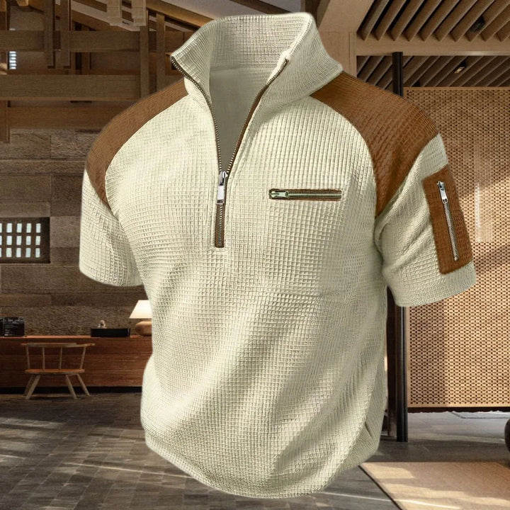 Zephyr | Men’s Quarter-Zip Polo Shirt with Contrast Panels