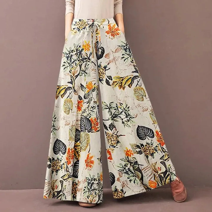 Melina | Women’s Wide-Leg Trousers featuring a Floral Print