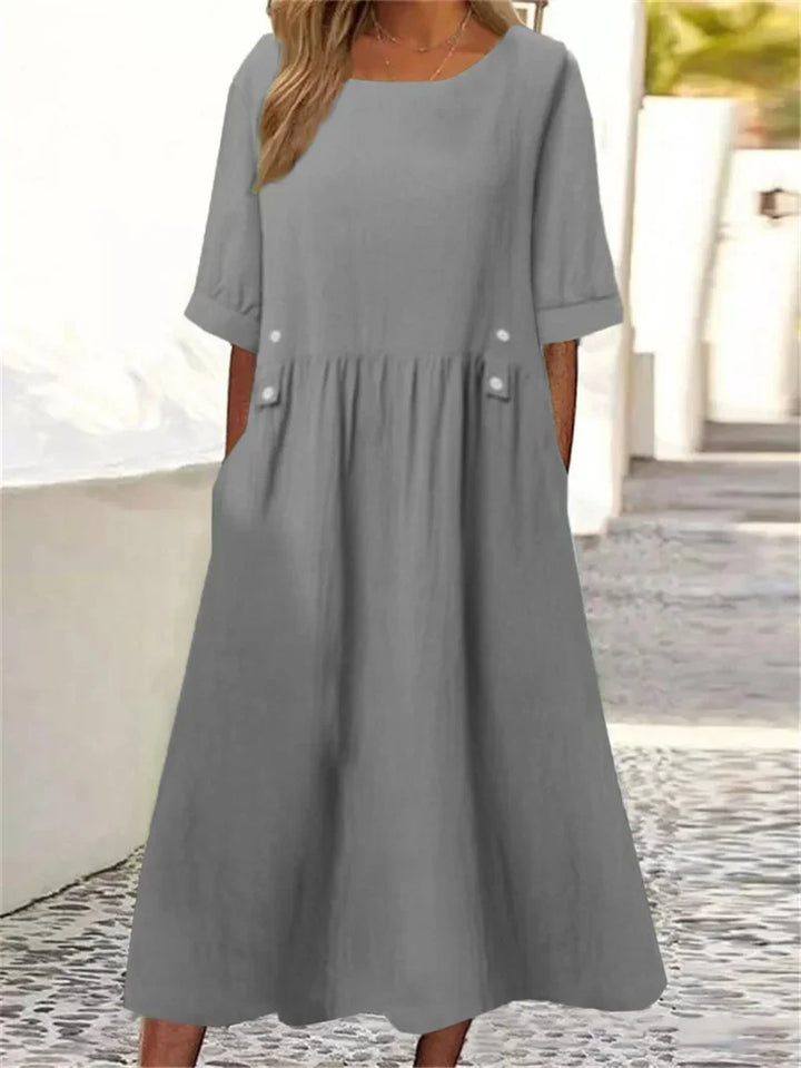 Adira | Women’s Midi Dress in a Relaxed Gathered Cut