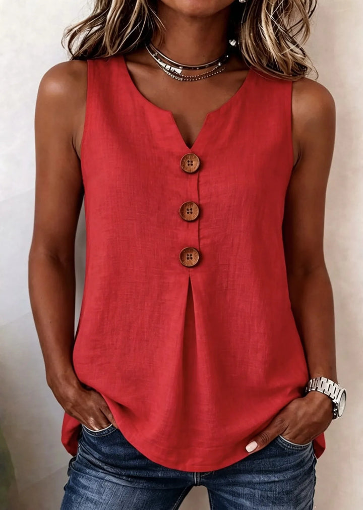Clio | Women’s Sleeveless Button Top in an Easy Structure