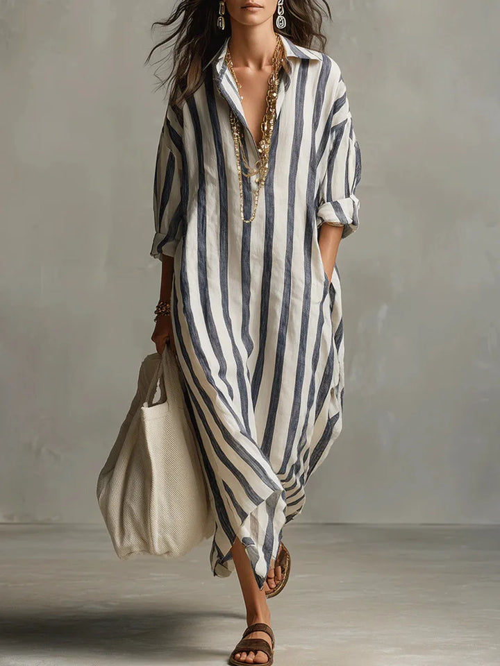Maren | Women’s Shirt Dress featuring Vertical Stripes