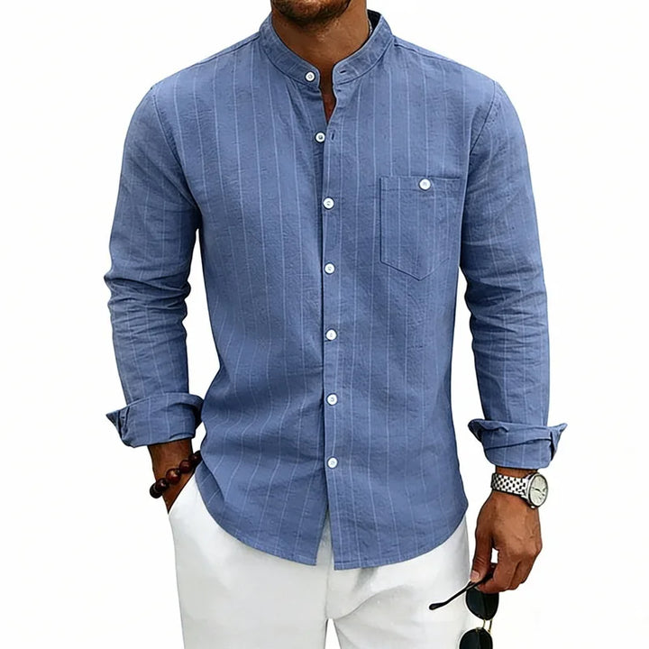 Syed | Men’s Band Collar Shirt for Smart-Casual Styling