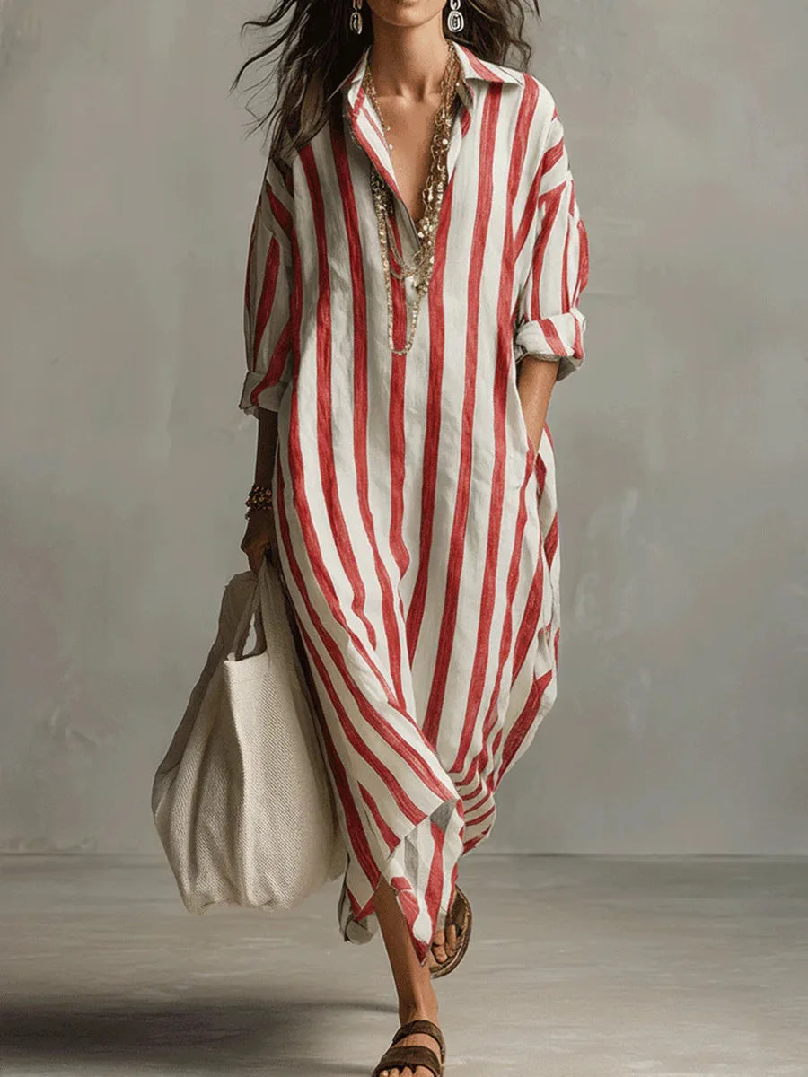 Maren | Women’s Shirt Dress featuring Vertical Stripes
