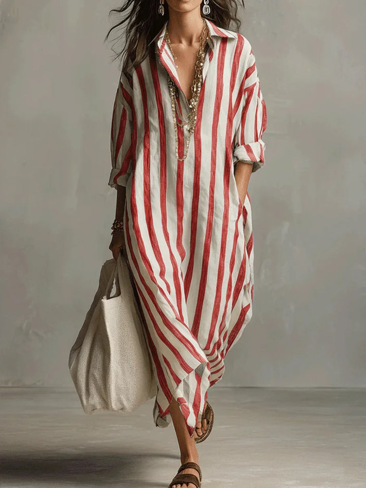 Maren | Women’s Shirt Dress featuring Vertical Stripes