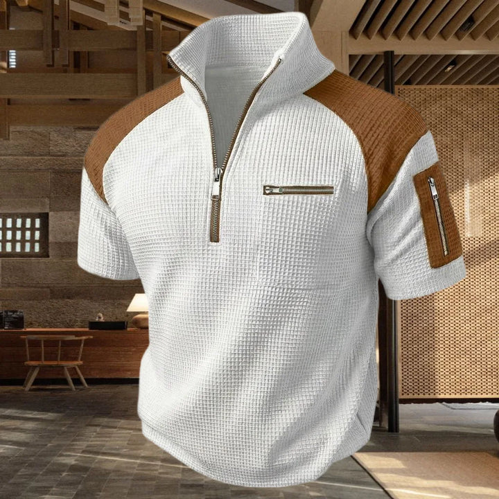 Zephyr | Men’s Quarter-Zip Polo Shirt with Contrast Panels