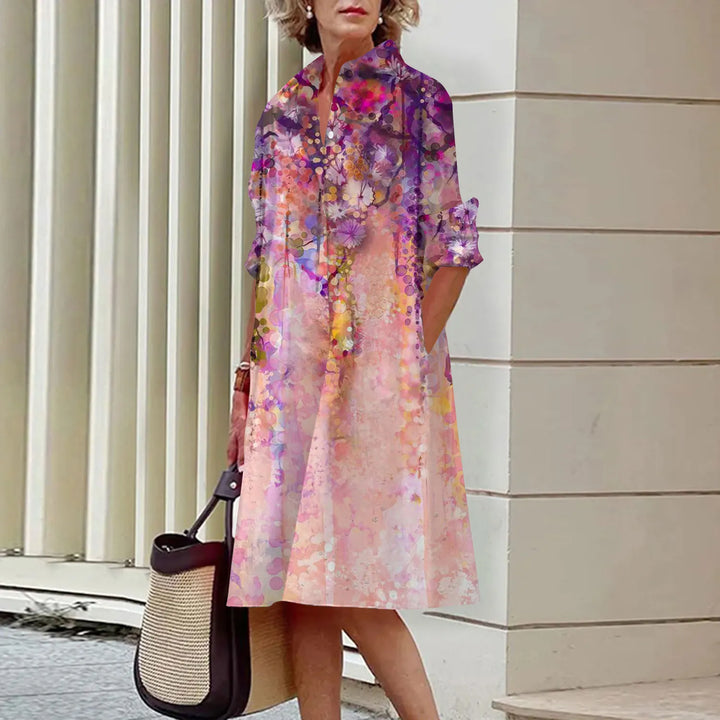 Verilyn | Women’s Floral Midi Dress in a Smart Shirt Aesthetic