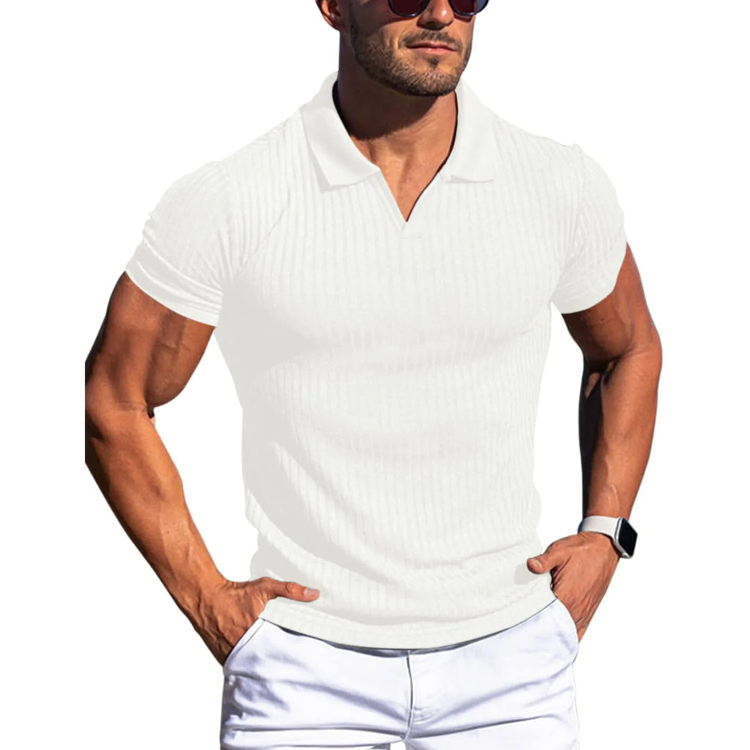 Calvez | Men’s Open-Collar Polo Shirt in a Tailored Outline