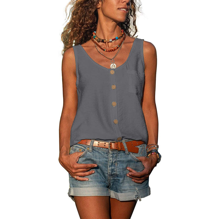 Solviera | Women’s Sleeveless Top featuring button front detail