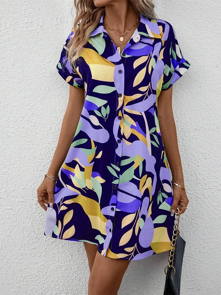 Carmen | Women’s Abstract Shirt Dress for Casual Summer Clothing