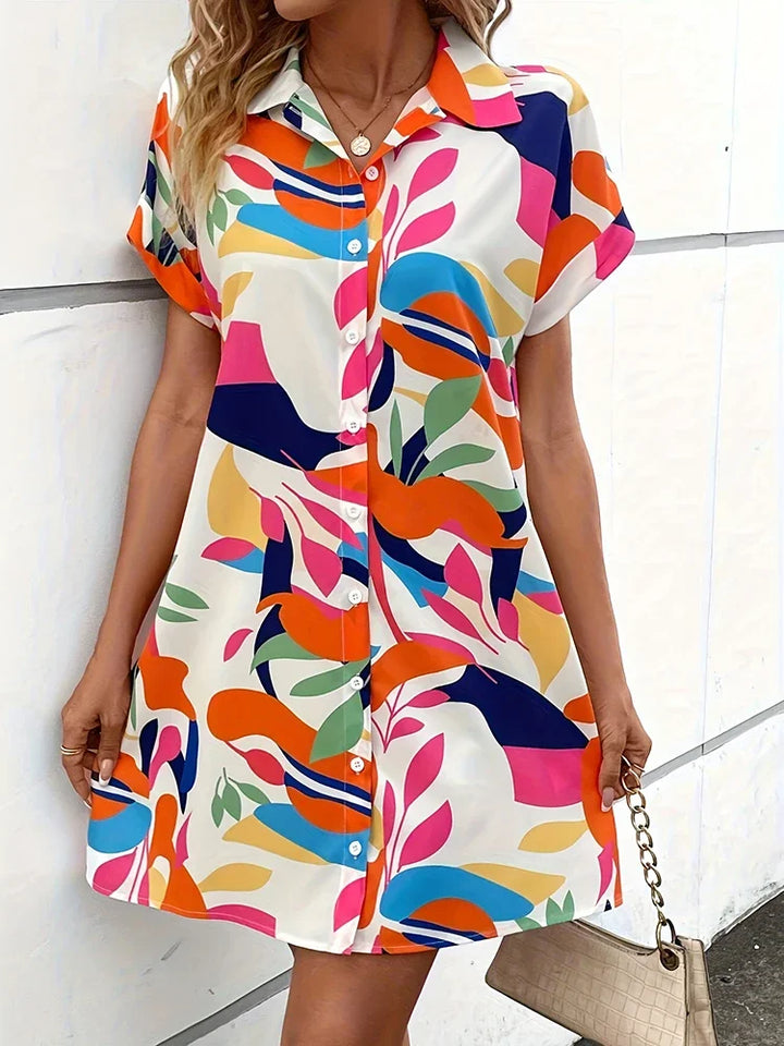 Carmen | Women’s Abstract Shirt Dress for Casual Summer Clothing