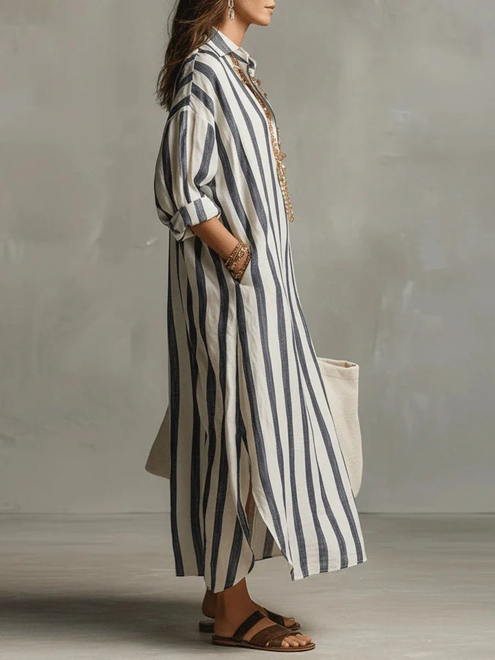 Maren | Women’s Shirt Dress featuring Vertical Stripes