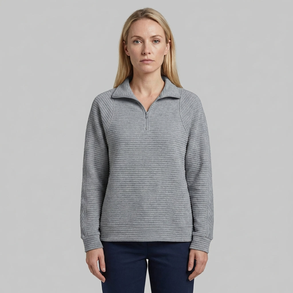 Sienna | Women's Half Zip Jumper With Ribbed Texture