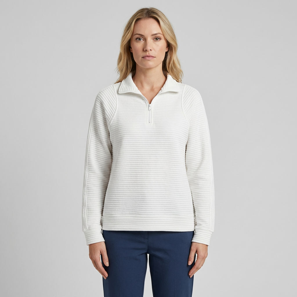 Sienna | Women's Half Zip Jumper With Ribbed Texture