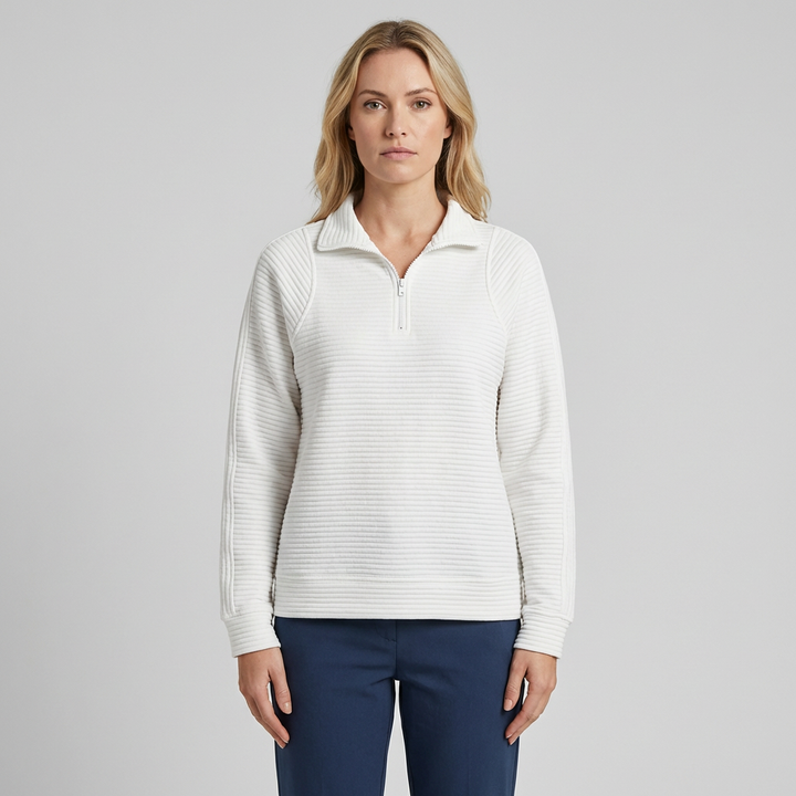 Sienna | Women's Half Zip Jumper With Ribbed Texture