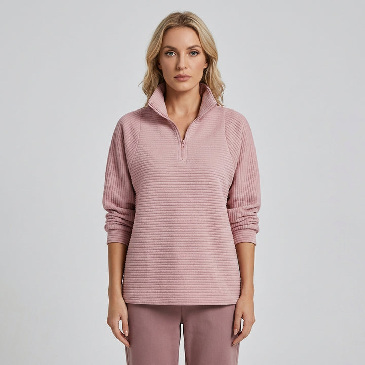 Sienna | Women's Half Zip Jumper With Ribbed Texture