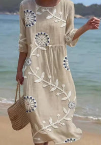 Elvara | Women’s Checked Midi Dress with tiered design and soft-fall design