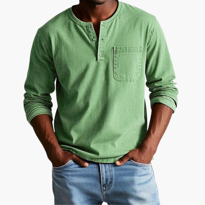 Zyrelon | Men’s Henley Top in a laid-back proportion
