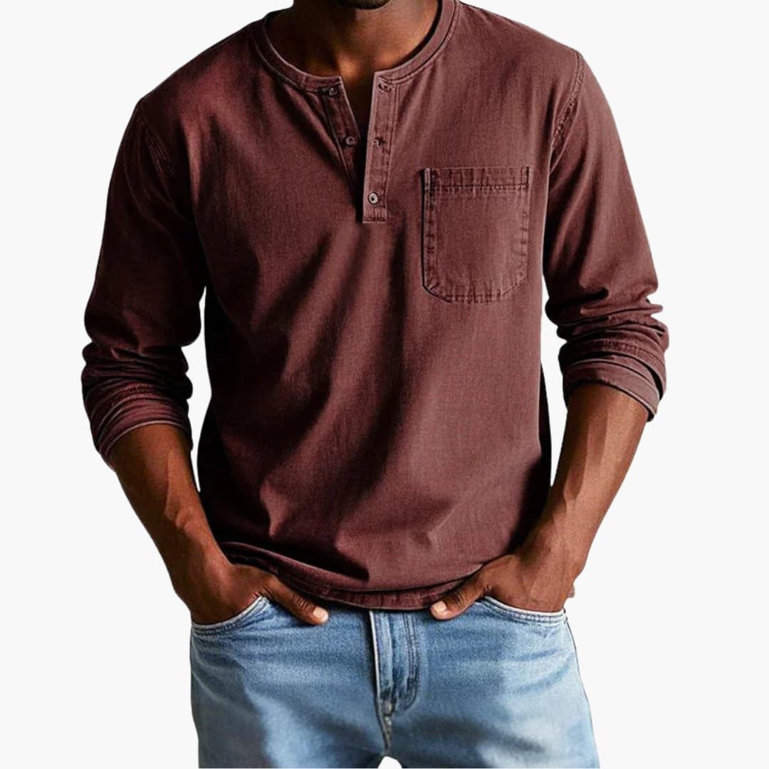 Zyrelon | Men’s Henley Top in a laid-back proportion