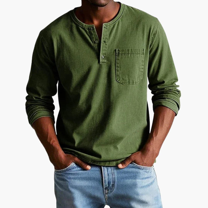 Zyrelon | Men’s Henley Top in a laid-back proportion