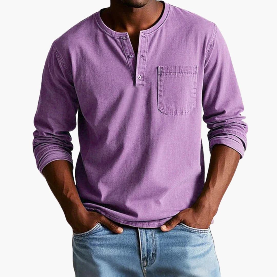 Zyrelon | Men’s Henley Top in a laid-back proportion