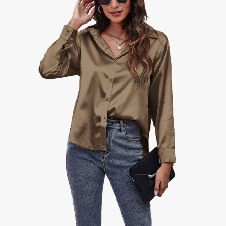Elvina | Women’s Silk Shirt with Button Front and Relaxed Fit