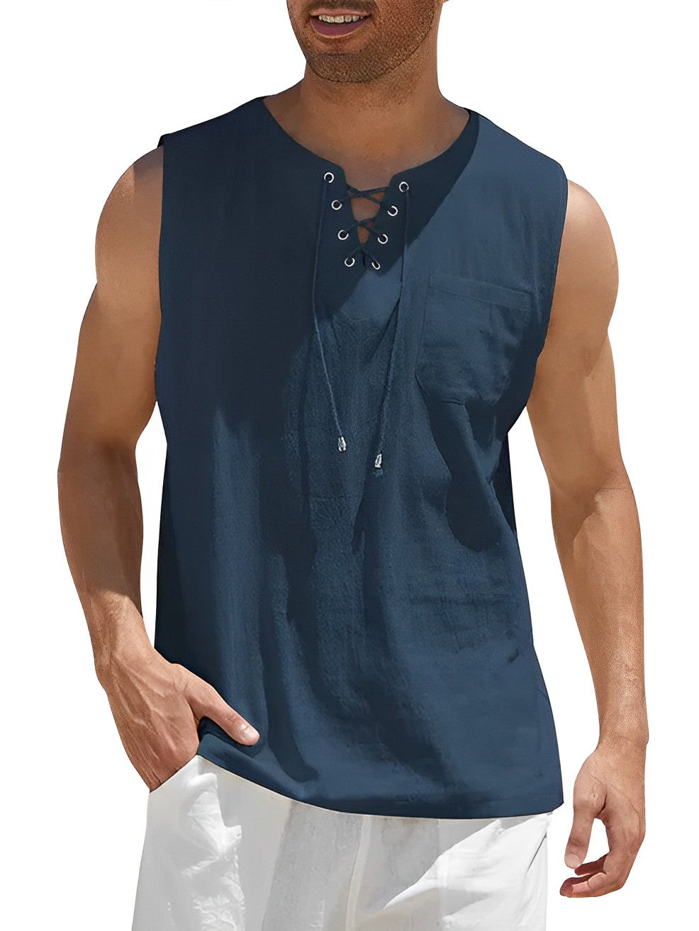 Zenviro | Men’s Sleeveless Top featuring lace-up neckline