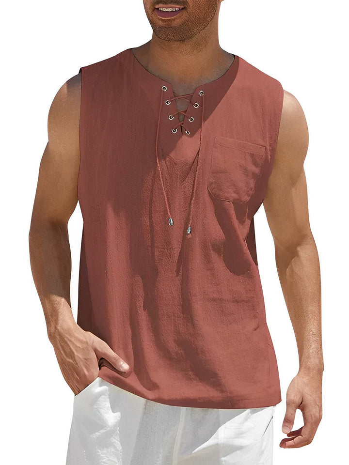 Zenviro | Men’s Sleeveless Top featuring lace-up neckline