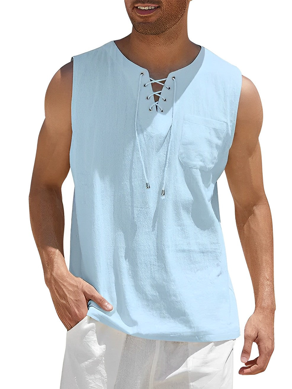 Zenviro | Men’s Sleeveless Top featuring lace-up neckline