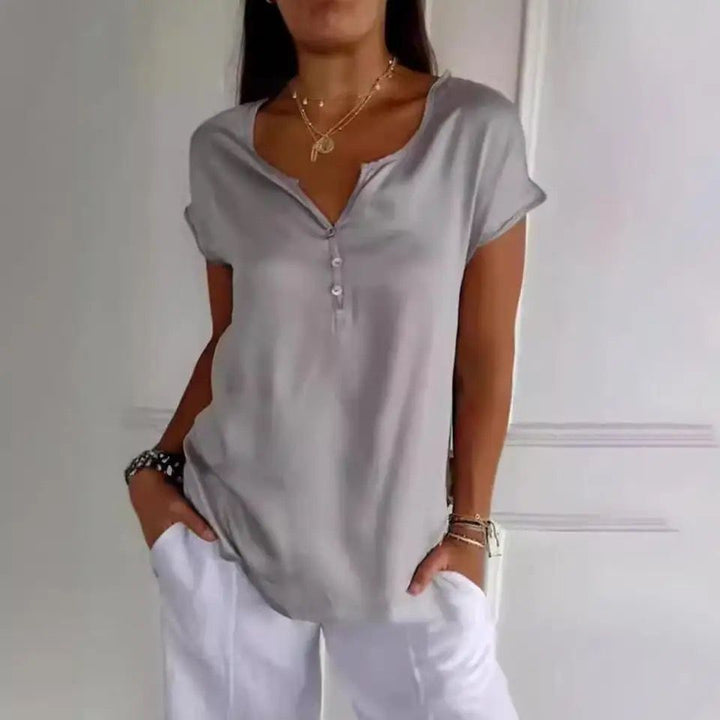 Sorelle | Women’s V-Neck Top with button front detail