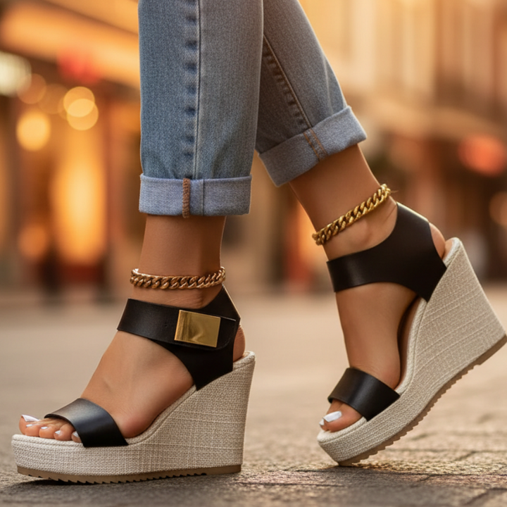 Stella | Women’s Wedge Sandals featuring a Secure Ankle Strap