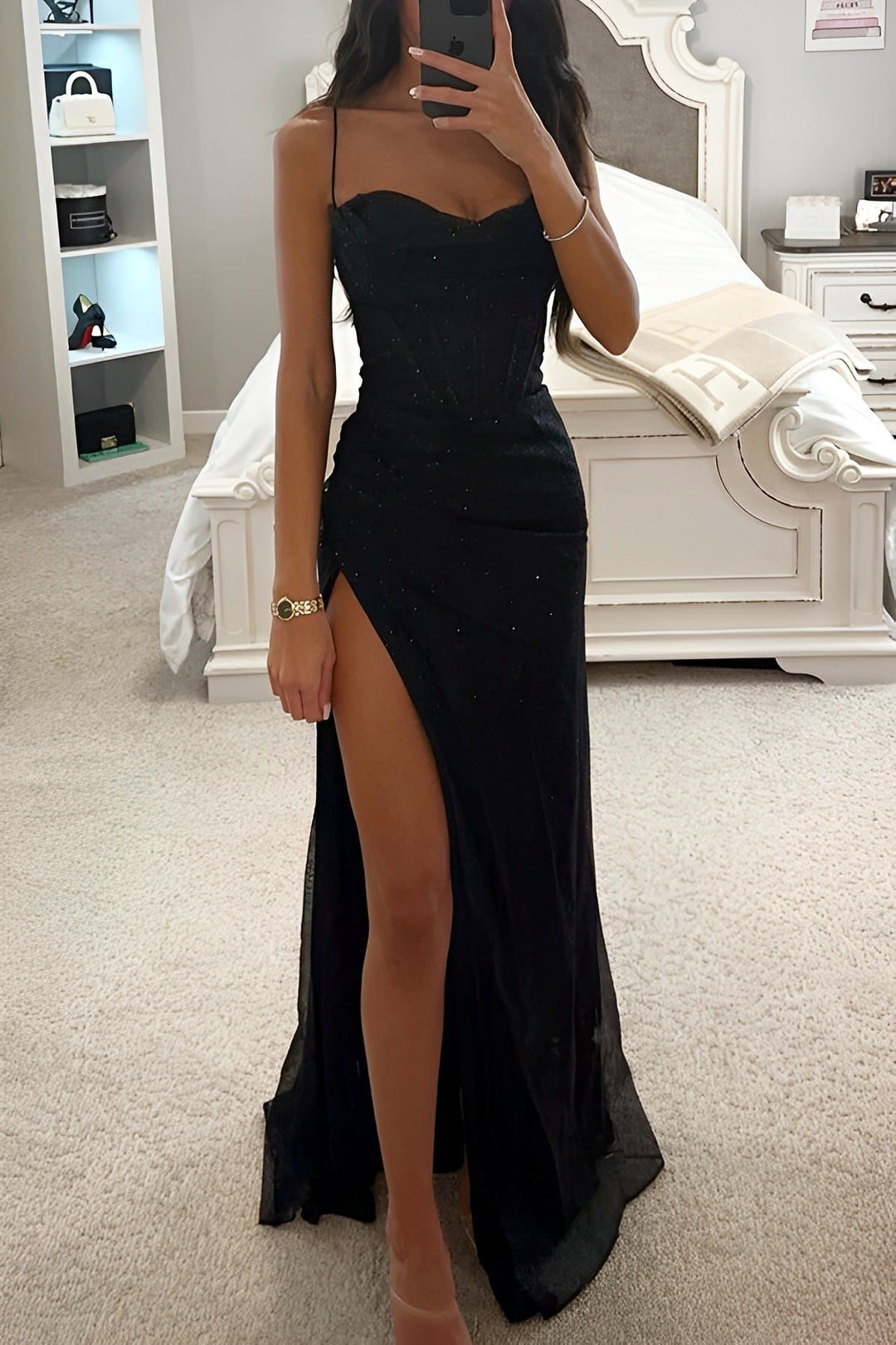 Aurelia | Women’s Maxi Dress with thigh-high slit and draped neckline