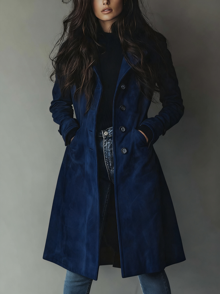 Cavelle | Women’s Longline Coat with button-front closure and structured shape